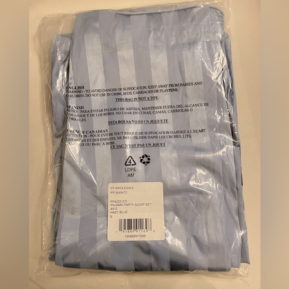 NWT Free People Pajama Party Sleep Set Hazy Blue Size L - Picture 4 of 10